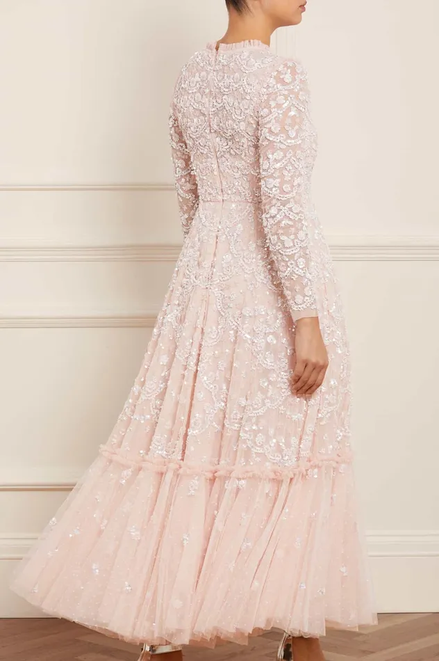 Needle and Thread Alina Sequin Ankle Gown Pink Women Embellished Dresses