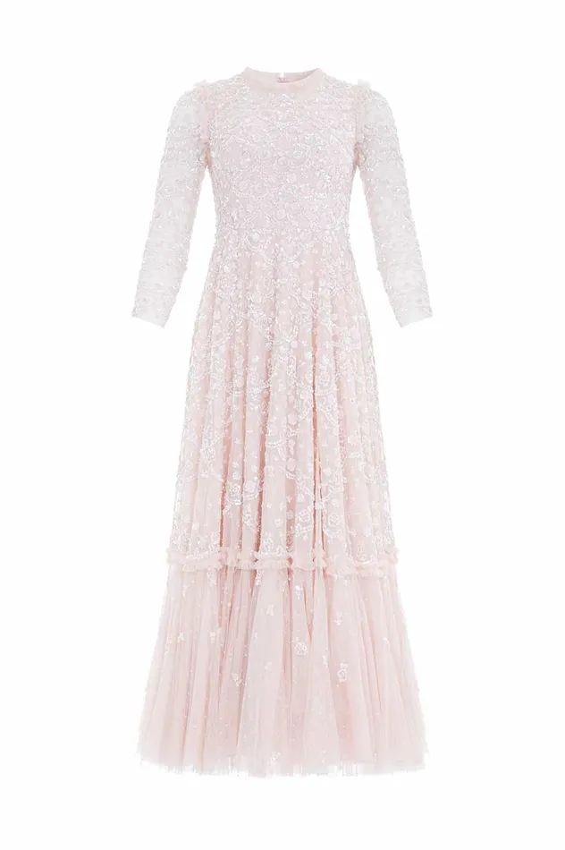Needle and Thread Alina Sequin Ankle Gown Pink Women Embellished Dresses