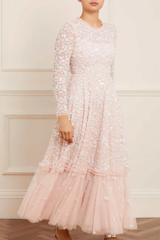 Needle and Thread Alina Sequin Ankle Gown Pink Women Embellished Dresses