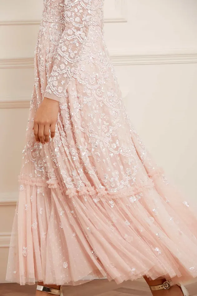 Needle and Thread Alina Sequin Ankle Gown Pink Women Embellished Dresses