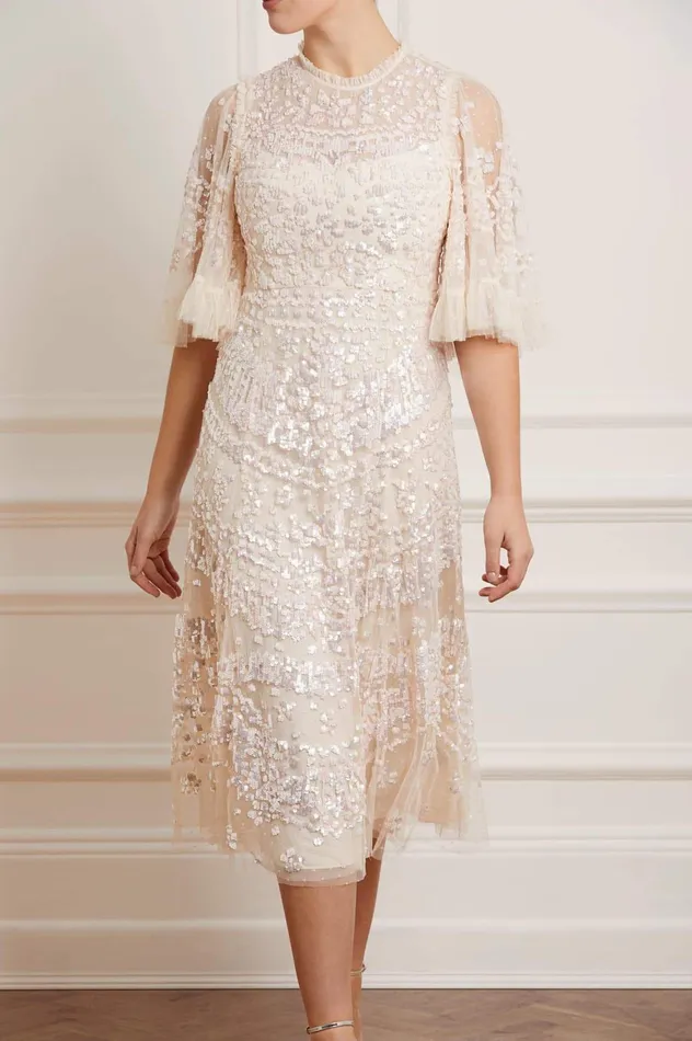 Needle and Thread Anais Sequin Ballerina Dress Champagne Women Embellished Dresses