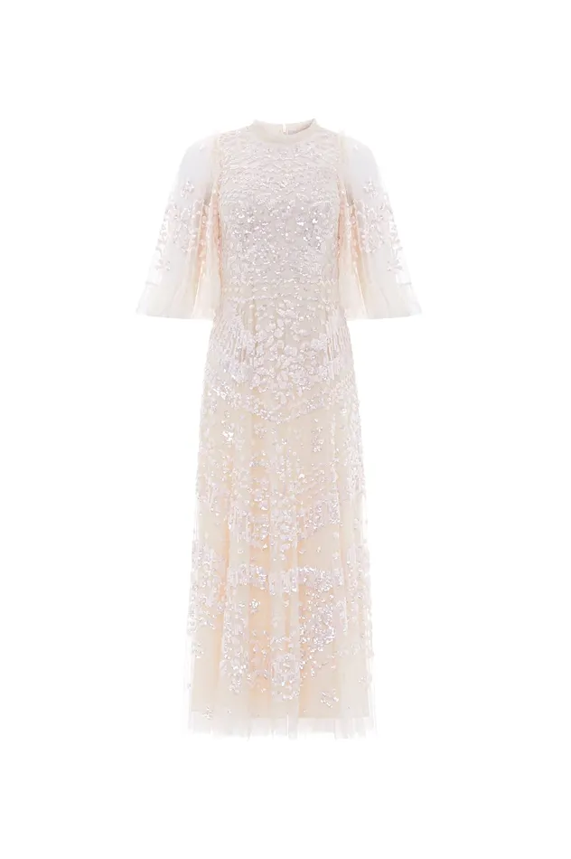 Needle and Thread Anais Sequin Ballerina Dress Champagne Women Embellished Dresses
