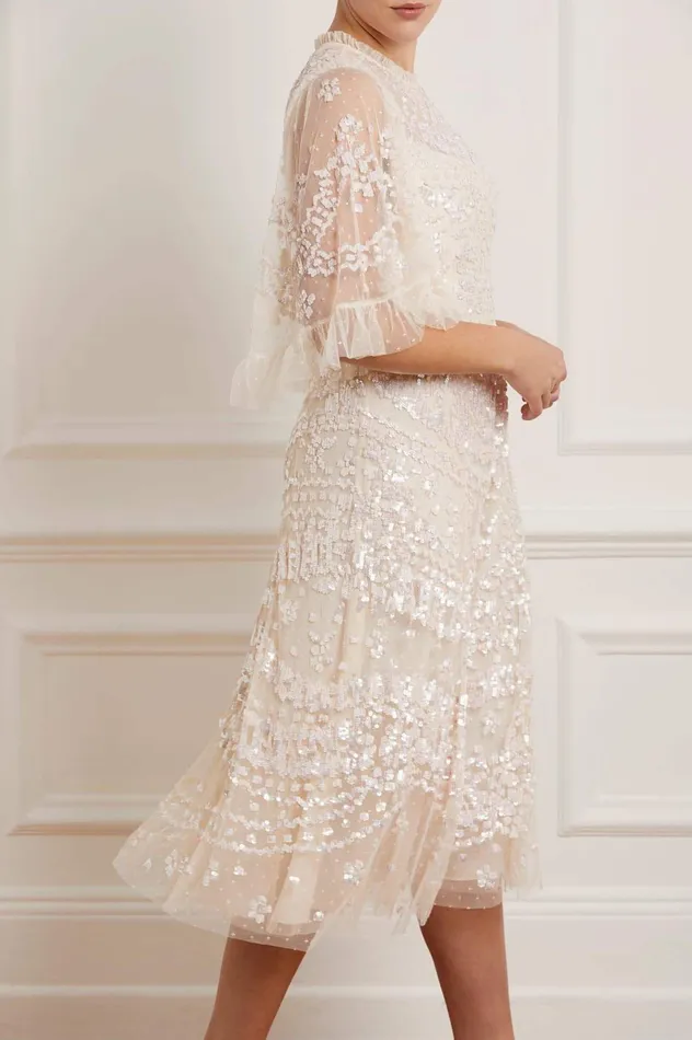 Needle and Thread Anais Sequin Ballerina Dress Champagne Women Embellished Dresses