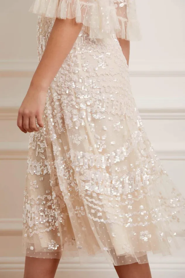 Needle and Thread Anais Sequin Ballerina Dress Champagne Women Embellished Dresses