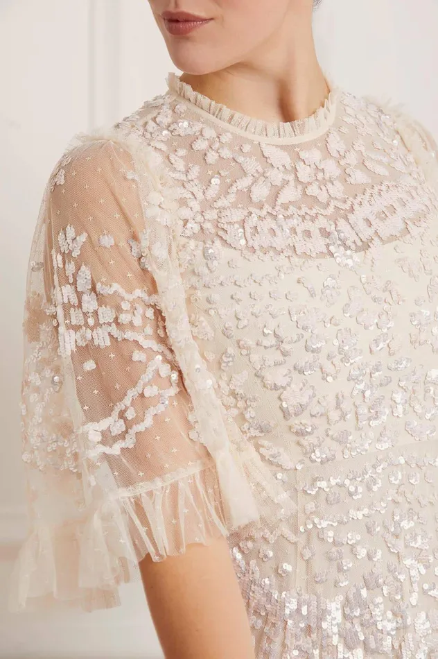 Needle and Thread Anais Sequin Ballerina Dress Champagne Women Embellished Dresses