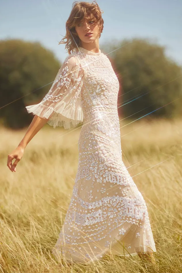 Needle and Thread Anais Sequin Ballerina Dress Champagne Women Embellished Dresses