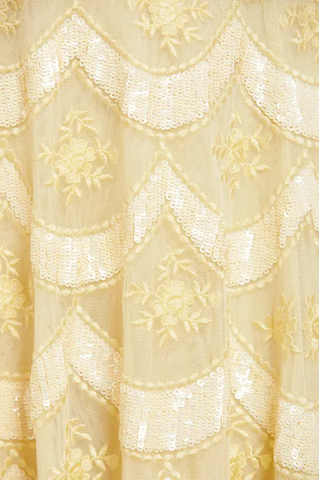 Needle and Thread Fifi Long Sleeve Mini Dress Yellow Women Embellished Dresses