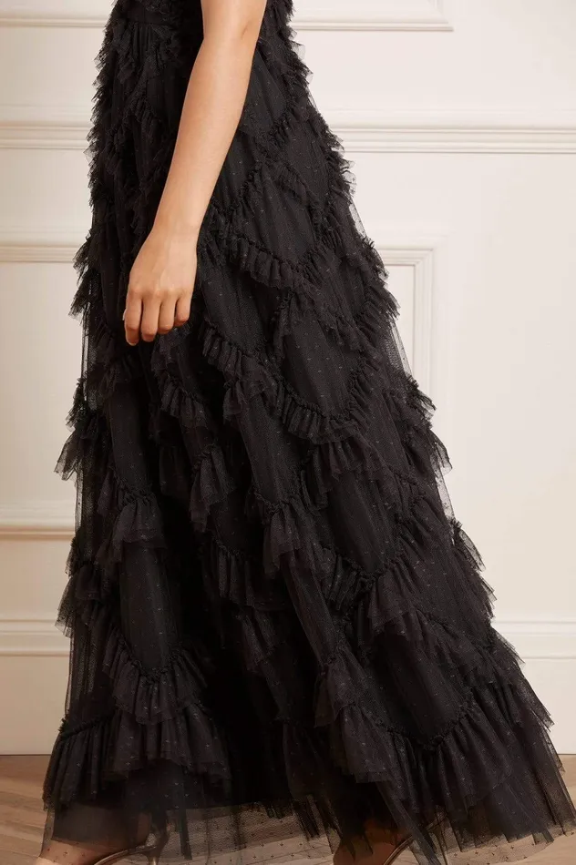Needle and Thread Genevieve Ruffle Gown Black Women Evening Dresses