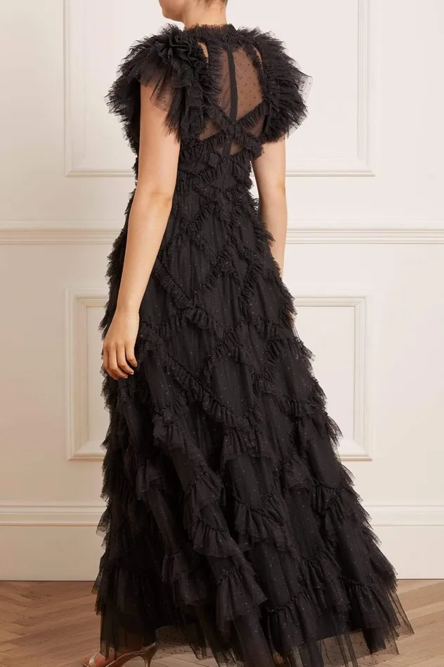 Needle and Thread Genevieve Ruffle Gown Black Women Evening Dresses
