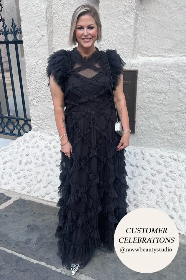 Needle and Thread Genevieve Ruffle Gown Black Women Evening Dresses