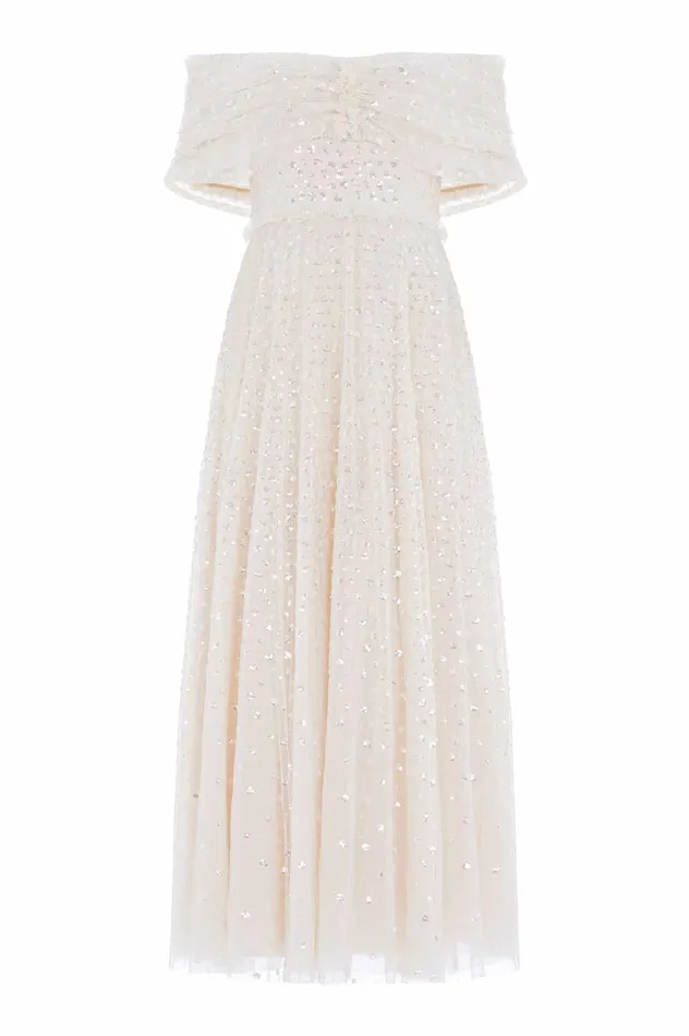 Needle and Thread Grace Gloss OffShoulder Ankle Gown Champagne Women Embellished Dresses