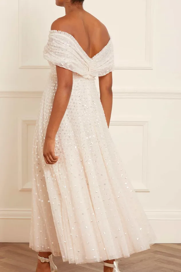 Needle and Thread Grace Gloss OffShoulder Ankle Gown Champagne Women Embellished Dresses