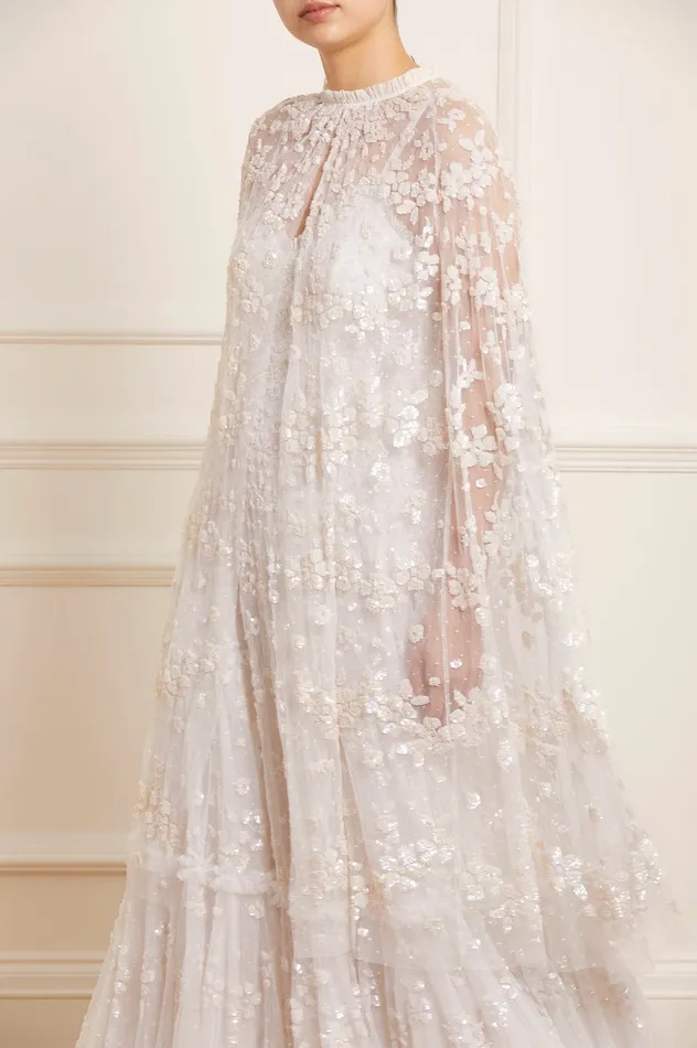 Needle and Thread Margot Midaxi Cape White Women Capes
