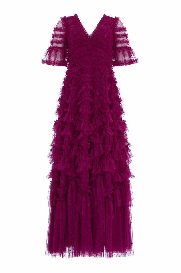 Needle and Thread Phoenix VNeck Gown Purple Women Evening Dresses