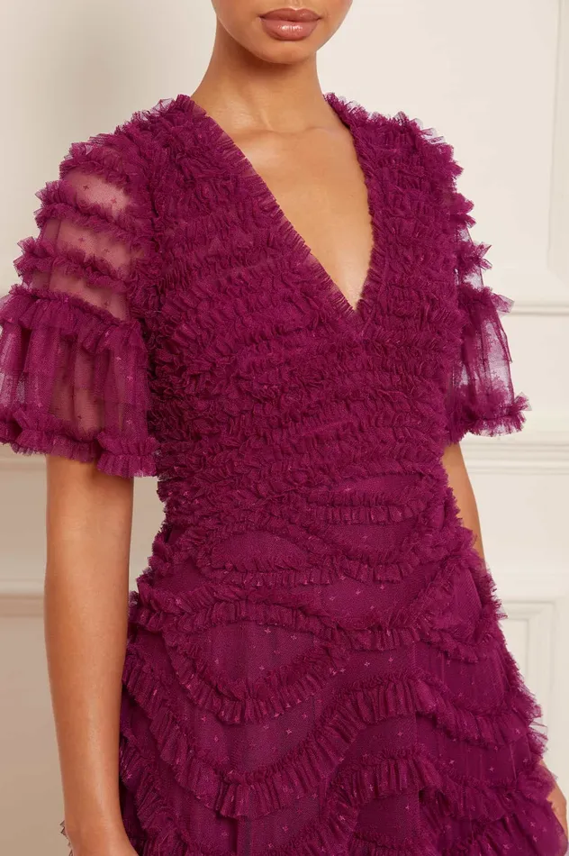 Needle and Thread Phoenix VNeck Gown Purple Women Evening Dresses