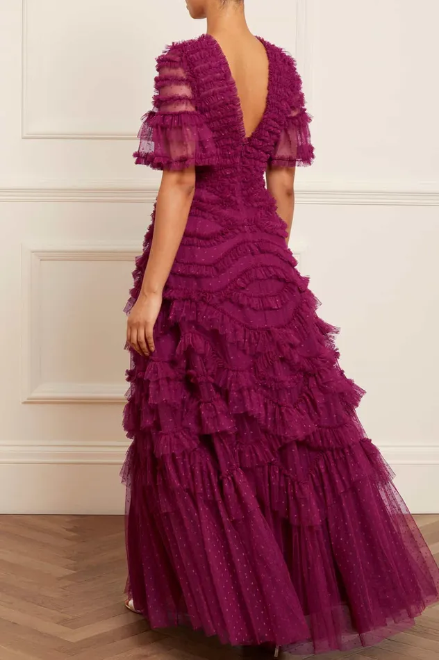 Needle and Thread Phoenix VNeck Gown Purple Women Evening Dresses