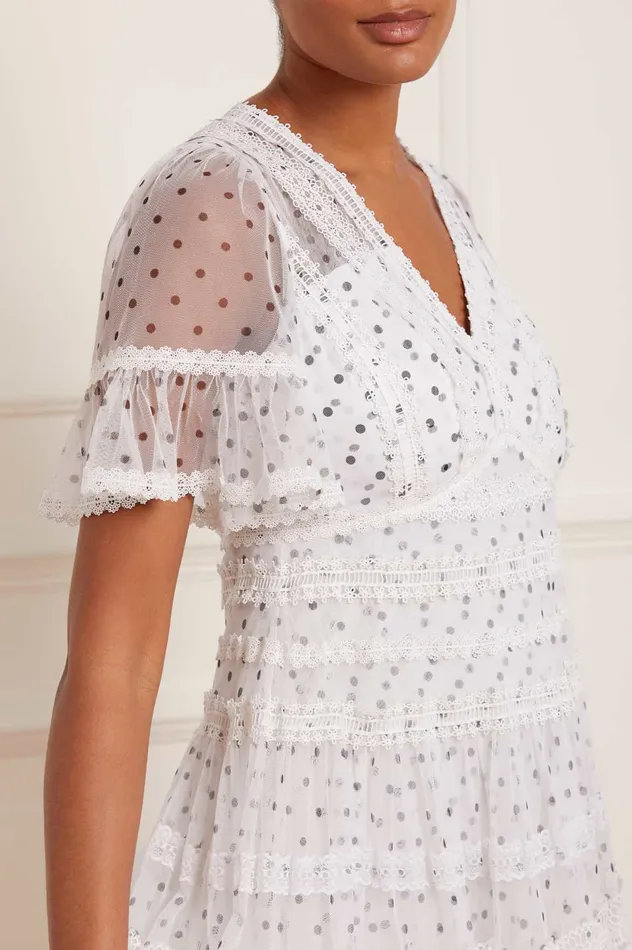 Needle and Thread Polka Dot Lace Ankle Gown Multi Women Printed Dresses