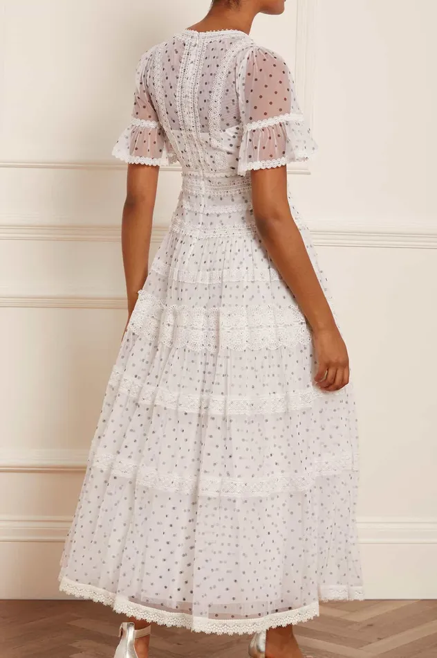 Needle and Thread Polka Dot Lace Ankle Gown Multi Women Printed Dresses