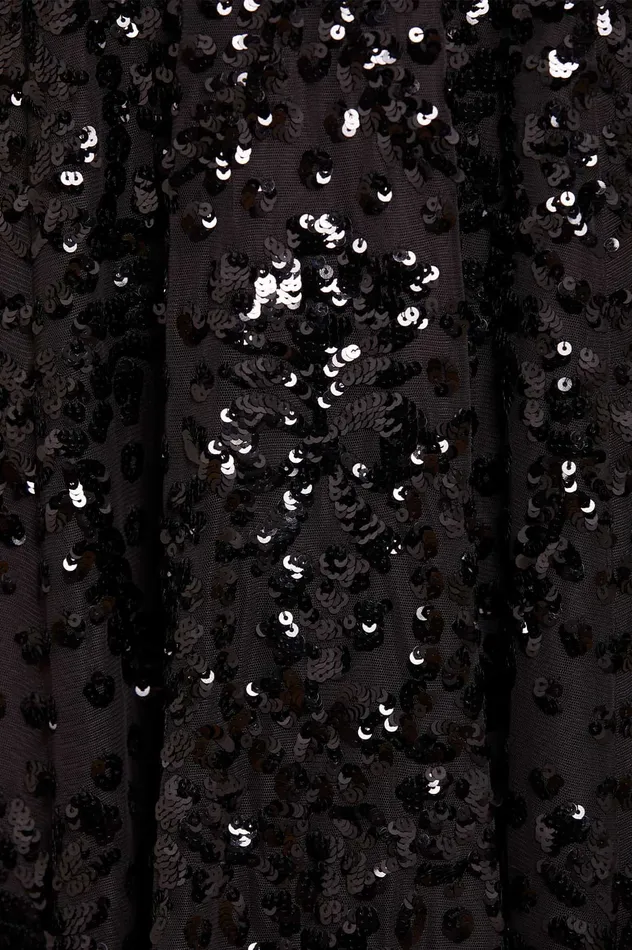 Needle and Thread Sequin Wreath OffShoulder Gown Black Women Embellished Dresses