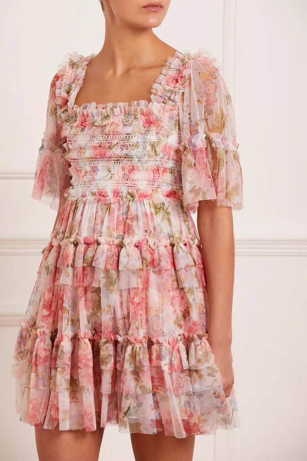 Needle and Thread Summer Song Peaches Smocked Micro Mini Dress Multi Women Exclusives Needle and Thread Summer Song Peaches Smocked Micro Mini Dress Multi Women Exclusives