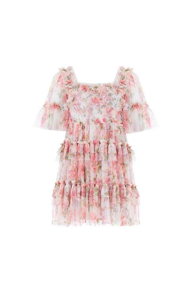 Needle and Thread Summer Song Peaches Smocked Micro Mini Dress Multi Women Exclusives