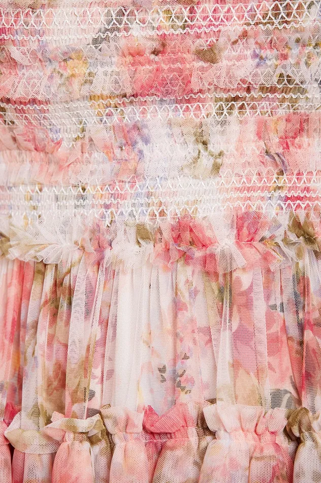 Needle and Thread Summer Song Peaches Smocked Micro Mini Dress Multi Women Exclusives