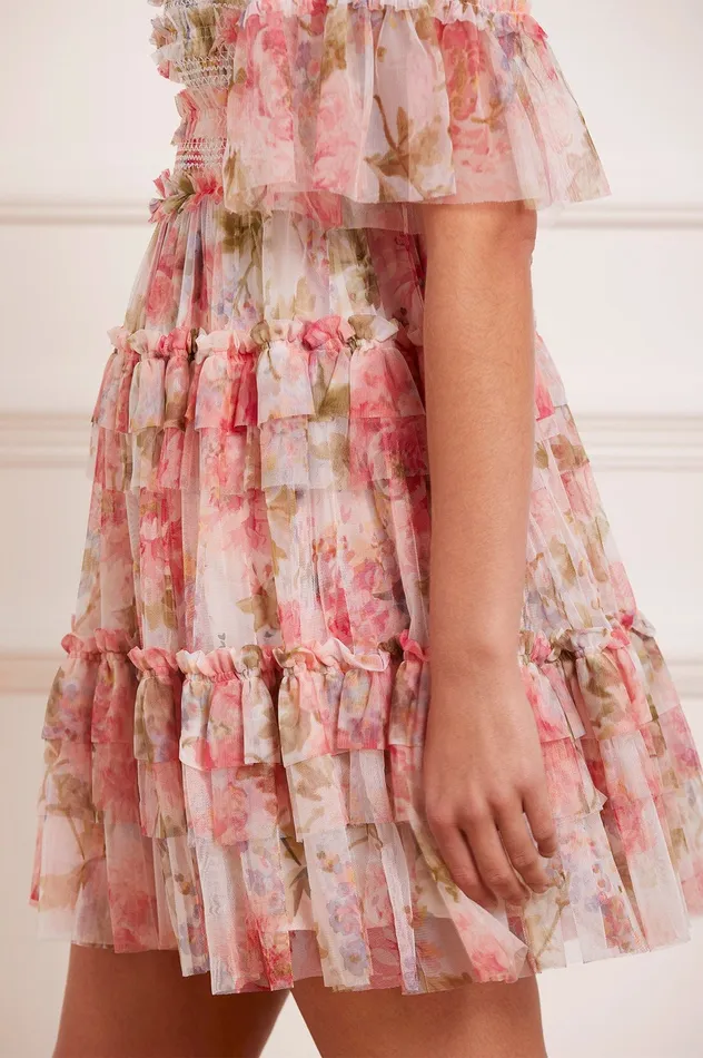 Needle and Thread Summer Song Peaches Smocked Micro Mini Dress Multi Women Exclusives