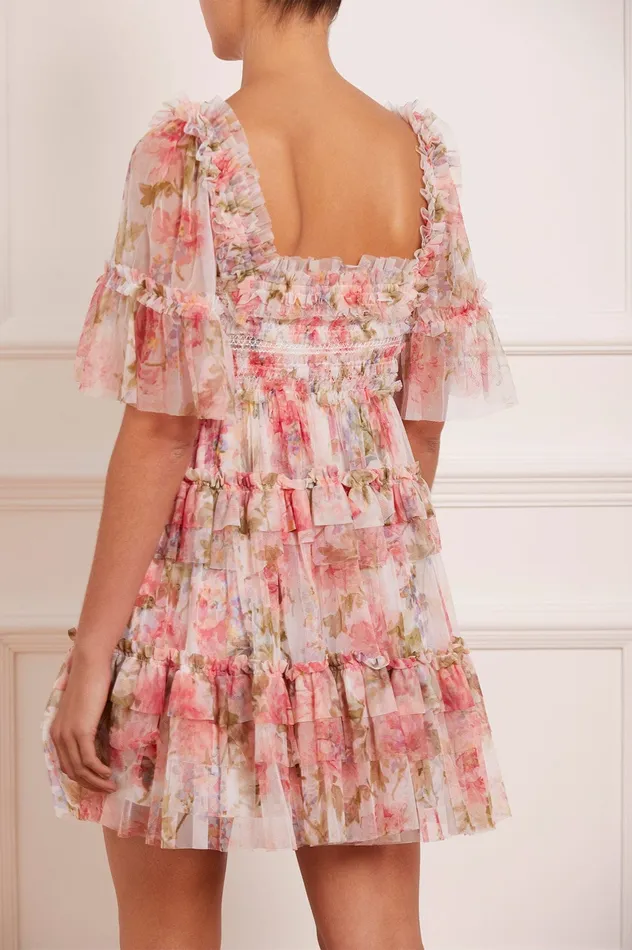 Needle and Thread Summer Song Peaches Smocked Micro Mini Dress Multi Women Exclusives