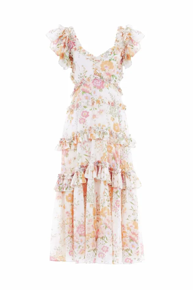 Needle and Thread Sunrise Bloom Backless Cotton Ankle Gown Multi Women Day Dresses