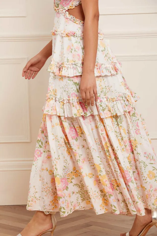 Needle and Thread Sunrise Bloom Backless Cotton Ankle Gown Multi Women Day Dresses