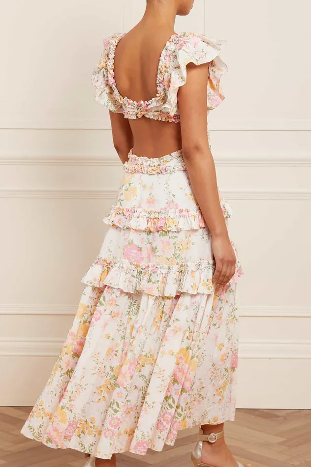 Needle and Thread Sunrise Bloom Backless Cotton Ankle Gown Multi Women Day Dresses