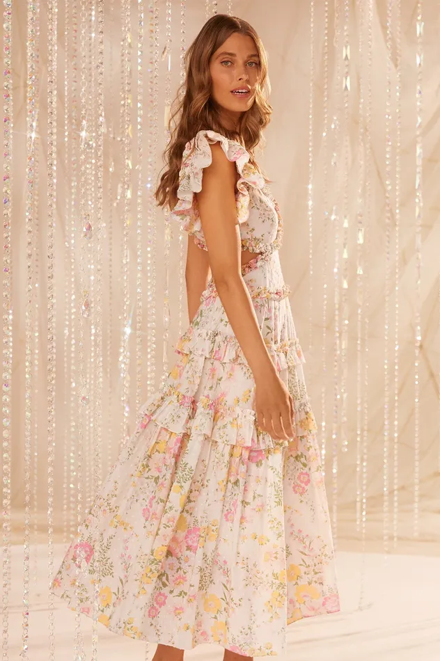 Needle and Thread Sunrise Bloom Backless Cotton Ankle Gown Multi Women Day Dresses