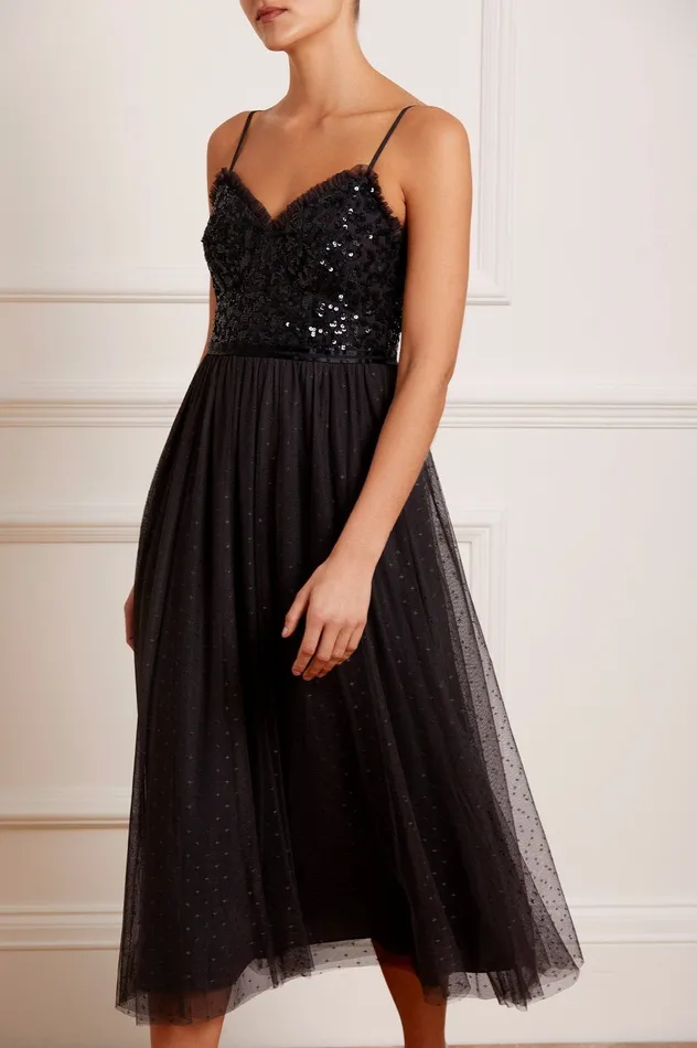 Needle and Thread Tempest Bodice Cami Ballerina Dress Black Women Exclusives