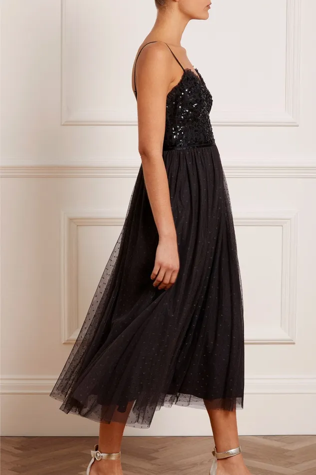 Needle and Thread Tempest Bodice Cami Ballerina Dress Black Women Exclusives