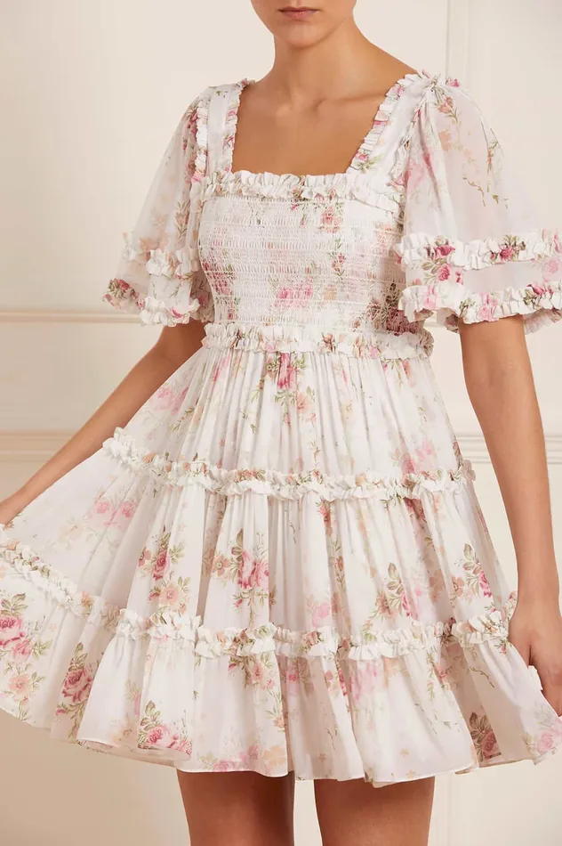 Needle and Thread Trailing Blooms Chiffon Smocked Micro Mini Dress Multi Women Printed Dresses Needle and Thread Trailing Blooms Chiffon Smocked Micro Mini Dress Multi Women Printed Dresses