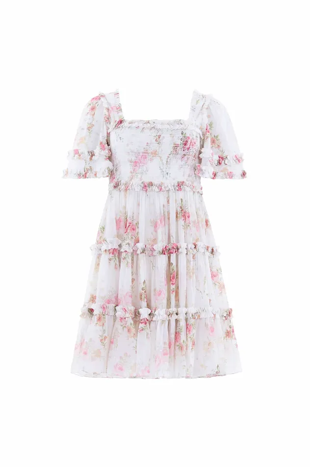 Needle and Thread Trailing Blooms Chiffon Smocked Micro Mini Dress Multi Women Printed Dresses Needle and Thread Trailing Blooms Chiffon Smocked Micro Mini Dress Multi Women Printed Dresses