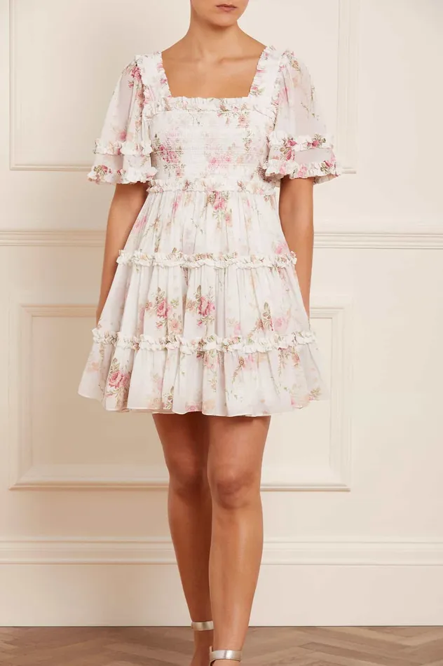 Needle and Thread Trailing Blooms Chiffon Smocked Micro Mini Dress Multi Women Printed Dresses Needle and Thread Trailing Blooms Chiffon Smocked Micro Mini Dress Multi Women Printed Dresses
