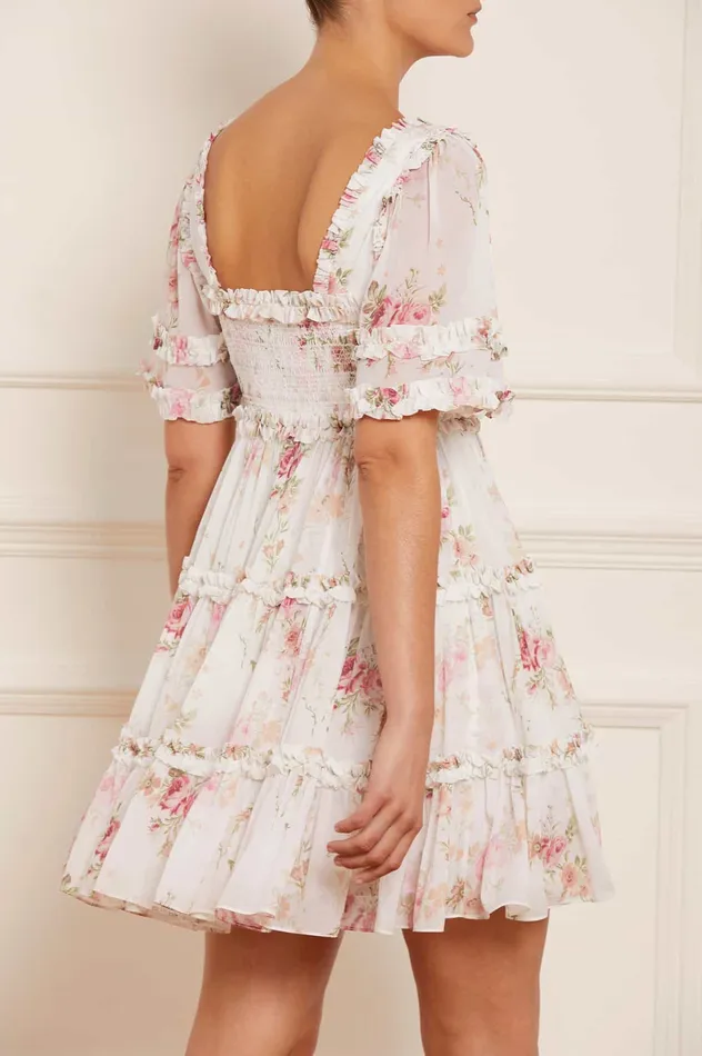 Needle and Thread Trailing Blooms Chiffon Smocked Micro Mini Dress Multi Women Printed Dresses Needle and Thread Trailing Blooms Chiffon Smocked Micro Mini Dress Multi Women Printed Dresses