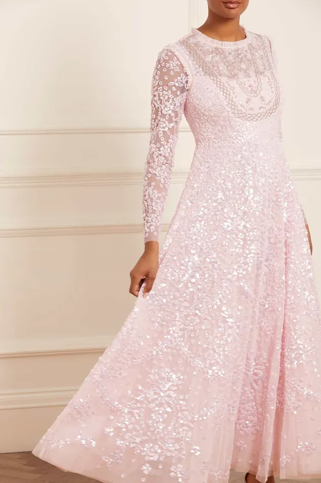Needle and Thread Victorian Wreath Gloss Long Sleeve Gown Pink Women Embellished Dresses Needle and Thread Victorian Wreath Gloss Long Sleeve Gown Pink Women Embellished Dresses