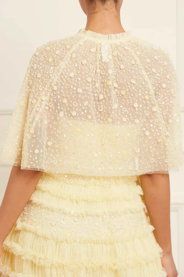 Needle and Thread Violet Shimmer Open Cape Yellow Women Capes