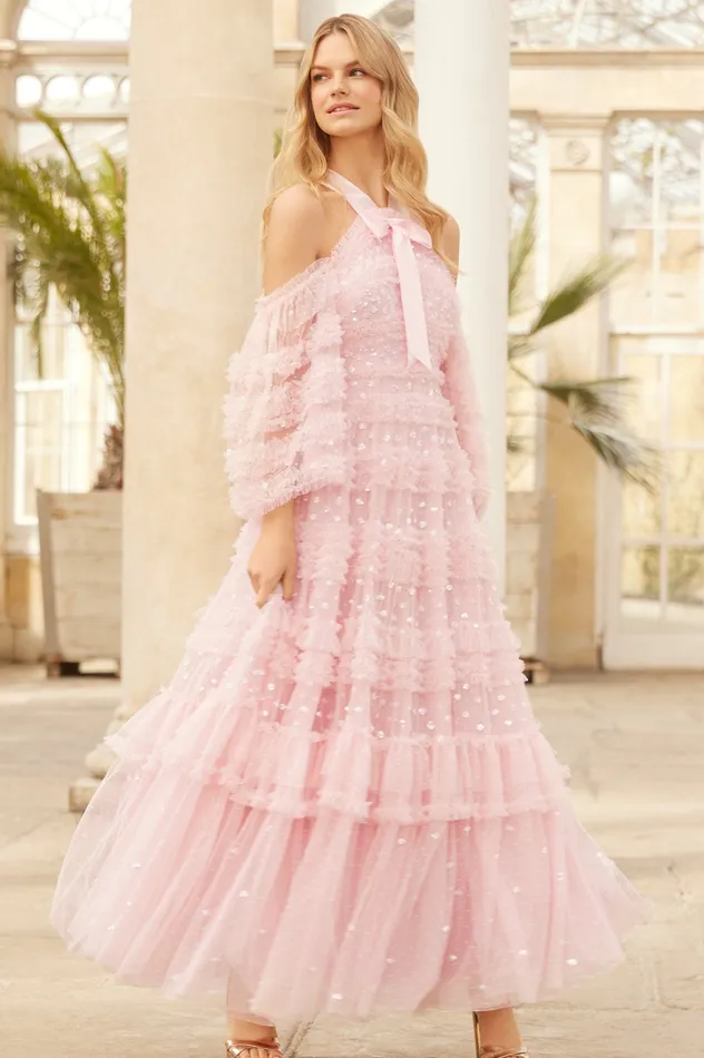 Needle and Thread Vivian Off Shoulder Gown Pink Women Embellished Dresses