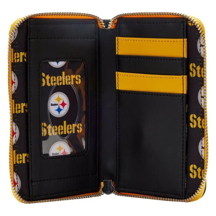 NFL Pittsburgh Steelers Patches Zip Around Wallet Unisex Loungefly Bags and Wallets