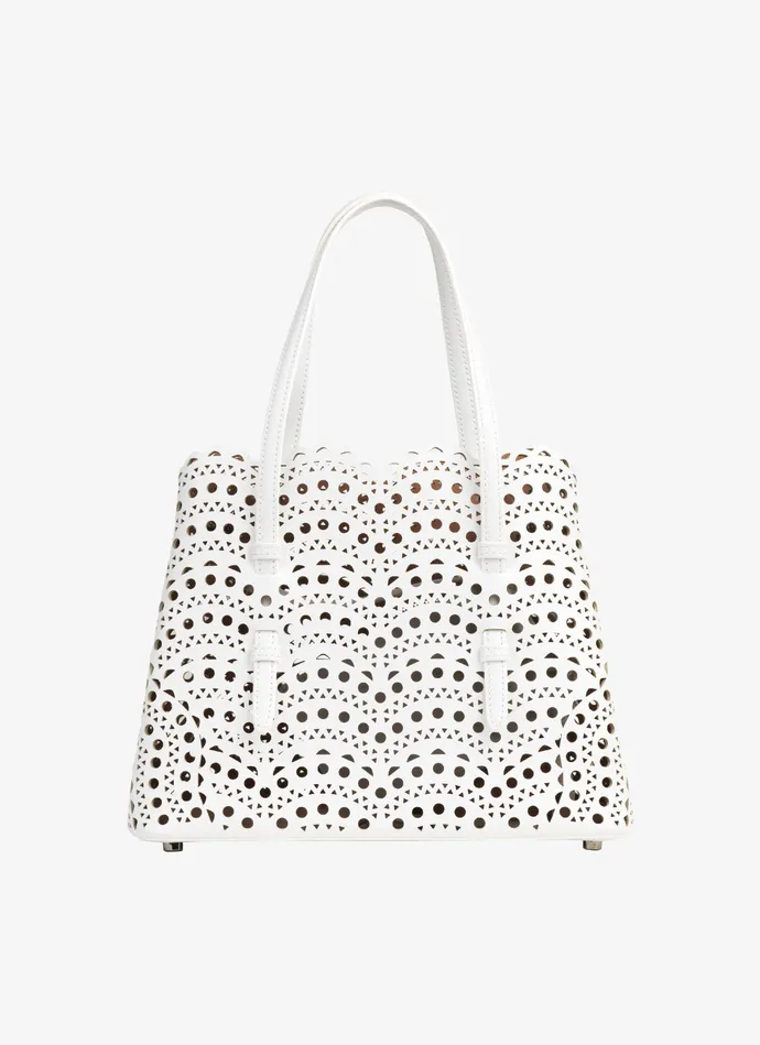 Optic White MINA 25 BAG IN VIENNE WAVE CALFSKIN Women Alaa Tote Bags