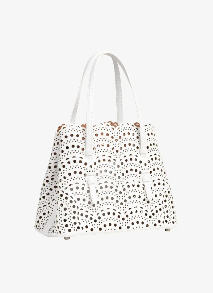 Optic White MINA 25 BAG IN VIENNE WAVE CALFSKIN Women Alaa Tote Bags Optic White MINA 25 BAG IN VIENNE WAVE CALFSKIN Women Alaa Tote Bags