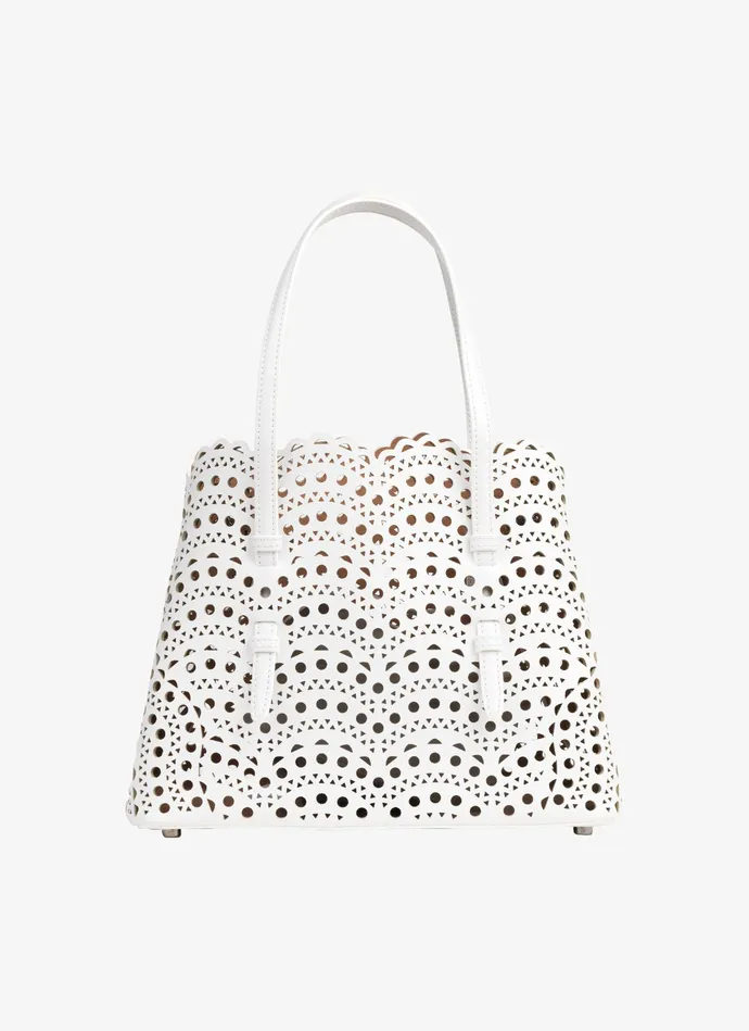 Optic White MINA 25 BAG IN VIENNE WAVE CALFSKIN Women Alaa Tote Bags Optic White MINA 25 BAG IN VIENNE WAVE CALFSKIN Women Alaa Tote Bags