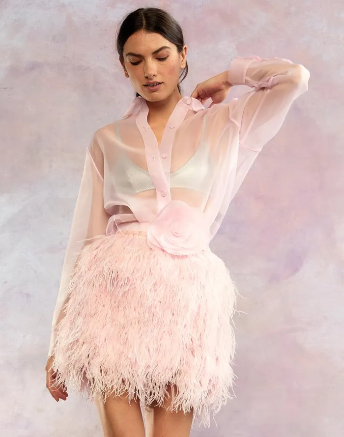 Organza Button Down Shirt 8211 Lghtpk Women Cynthia Rowley Tops