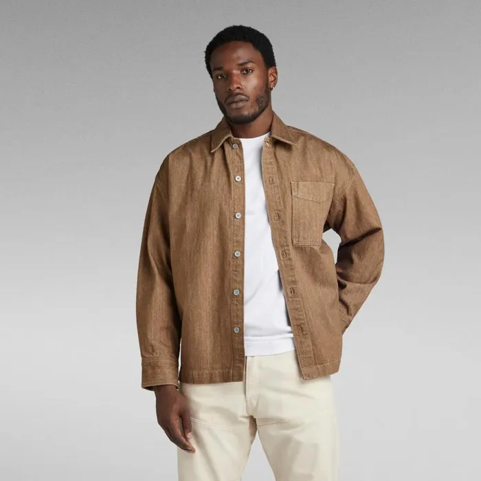 Overshirts Men GStar RAW Premium Boxy Fit Overshirt Rinsed