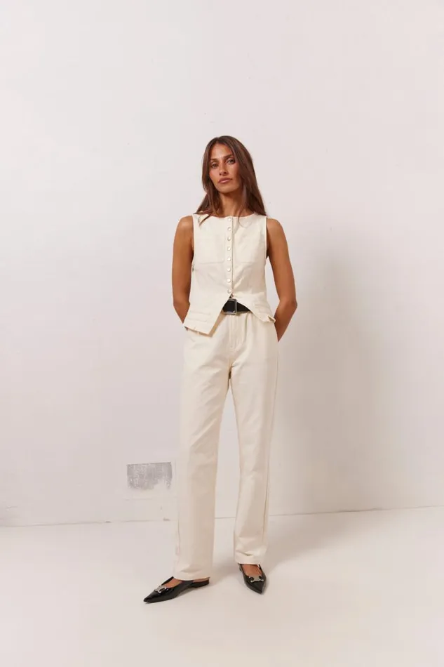 Pants Women VRG GRL Suki Denim Jeans Cream