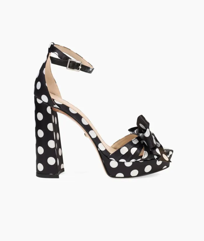 Pelle Moda Gema Platform 8211 BlackWhite BlackWhite Polka Dot Satin Women High Heels Pelle Moda Gema Platform 8211 BlackWhite BlackWhite Polka Dot Satin Women High Heels