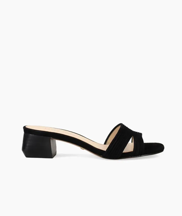 Pelle Moda Inina Slide 8211 Black Black Kid Suede Women Low Heels